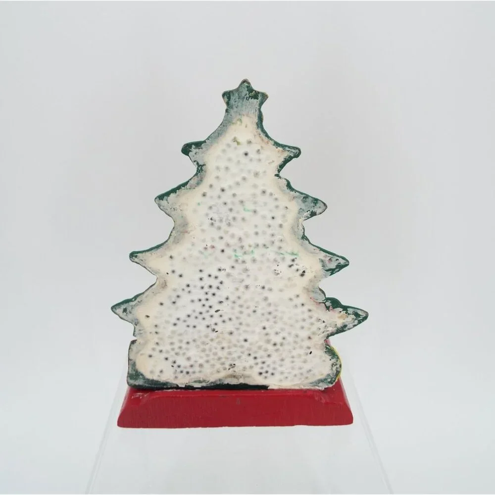 Vintage Cast Iron Christmas Stocking Hanger Tree Train Bear Candy Canes